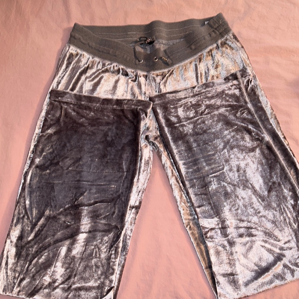 BCBGMAXAZRIA ladies, velour track pants and silver XL